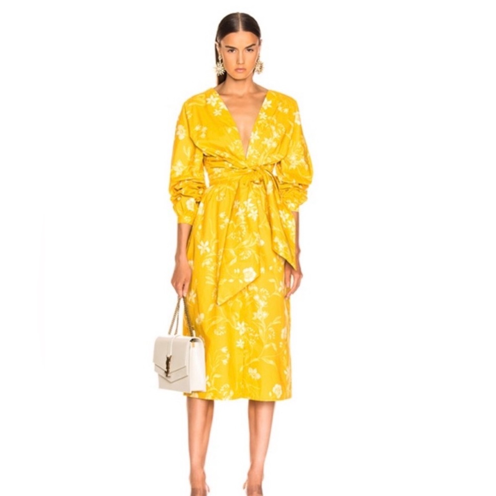 Johanna Ortiz Yellow Floral Maxi Dress M Resort Vacation Luxury Designer $1000+ - Picture 3 of 11
